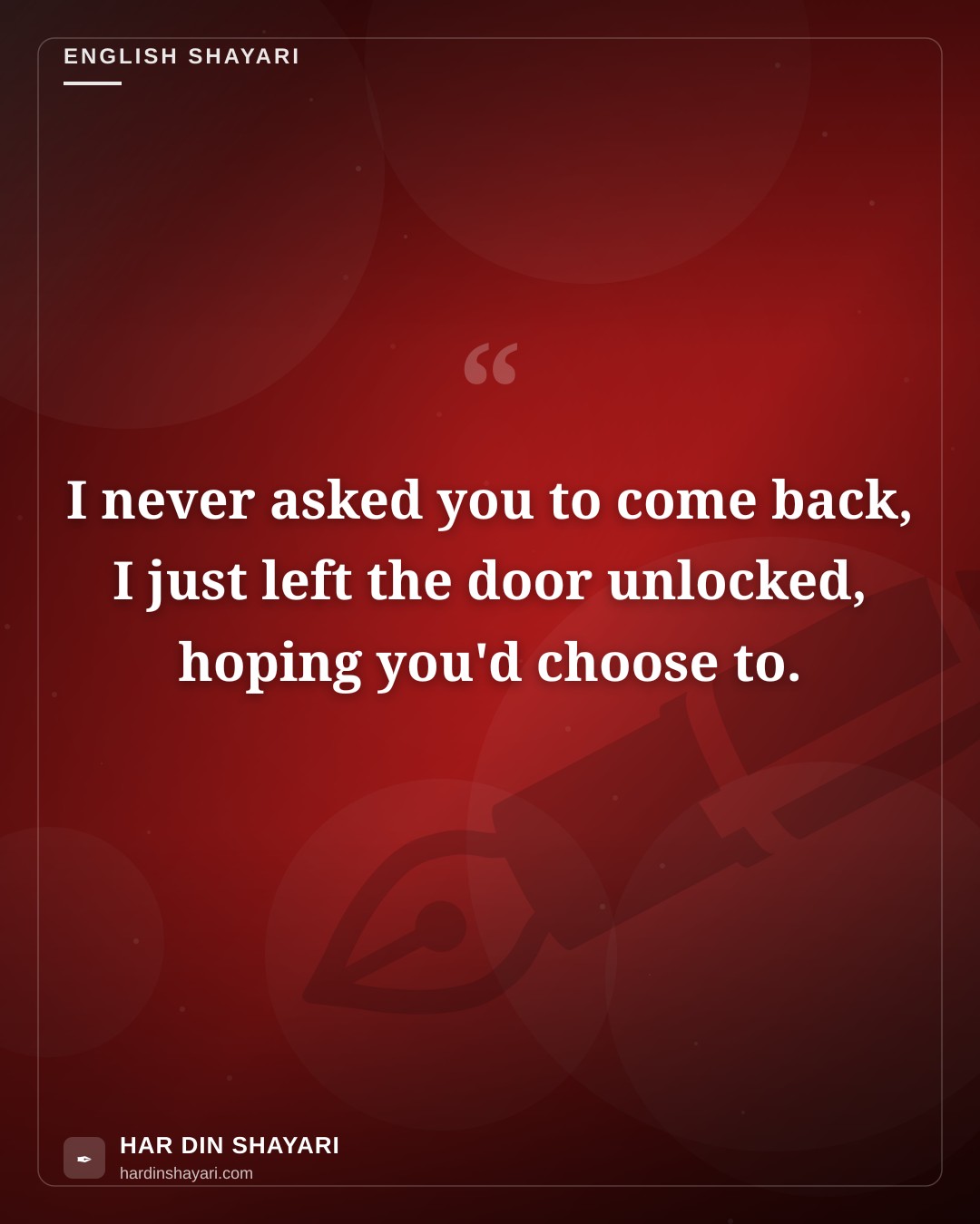 Come Back Shayari in English